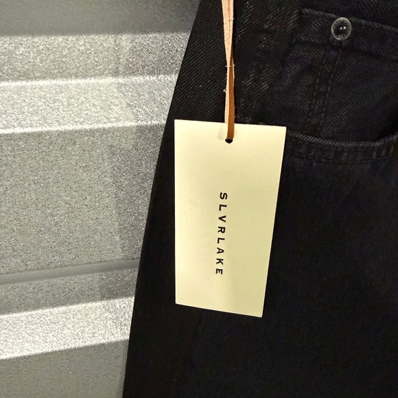 SLVRLAKE Women's Paneled London Jeans 28 Black Midnight NWT‎ High Rise Raw Hem - Picture 6 of 10